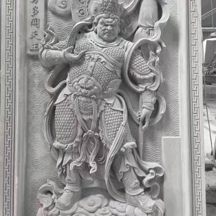 常德 芝麻灰花岗岩人物雕刻——多闻天王