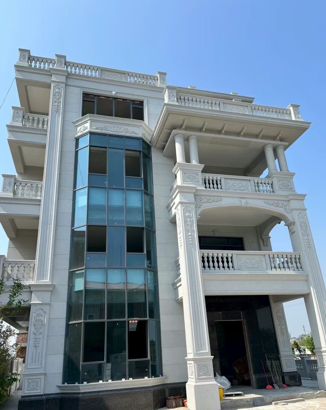 常德 芝麻白花岗岩别墅外墙干挂效果展示