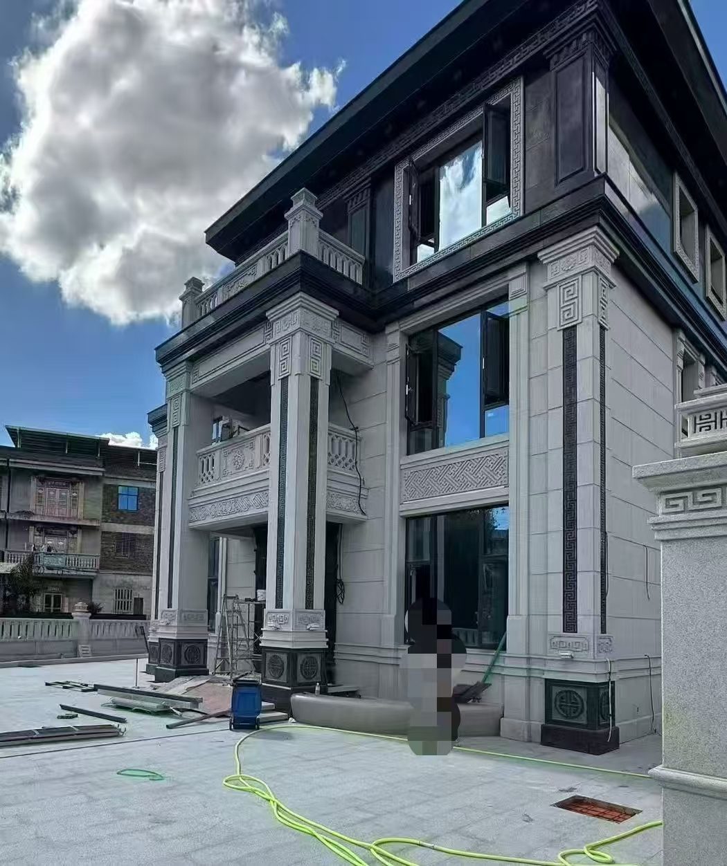 常德 别墅干挂，芝麻白与芝麻黑完美配合