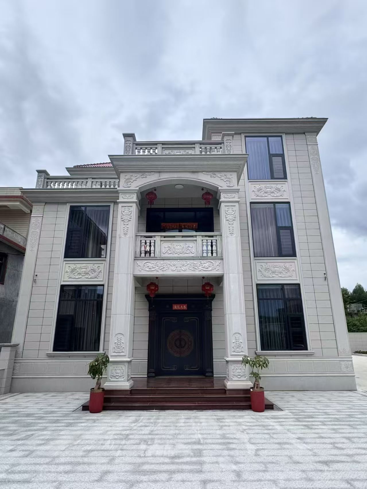 常德 芝麻白石材别墅干挂案例展示