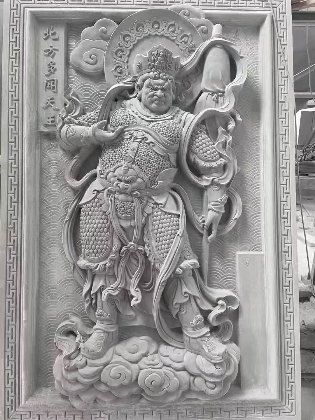 常德 芝麻灰花岗岩人物雕刻——多闻天王